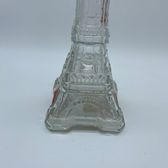 Vintage Eiffel Tower Shaped Glass Bottle Decanter 14" Barware With Ribbon Accent - Picture 8 of 16